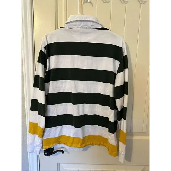 HUF Worldwide Striped Long Sleeve Collared Polo Shirt - Size M - Picture 5 of 8